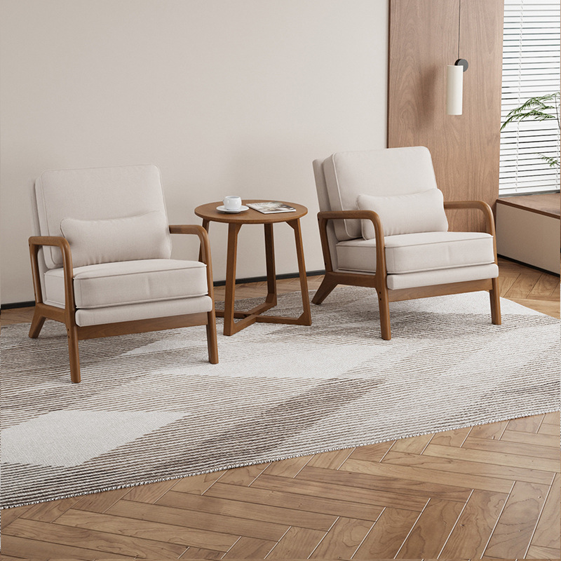 Nordic modern Japanese-style single balcony leisure solid wood hotel guesthouse living room study reception lounge