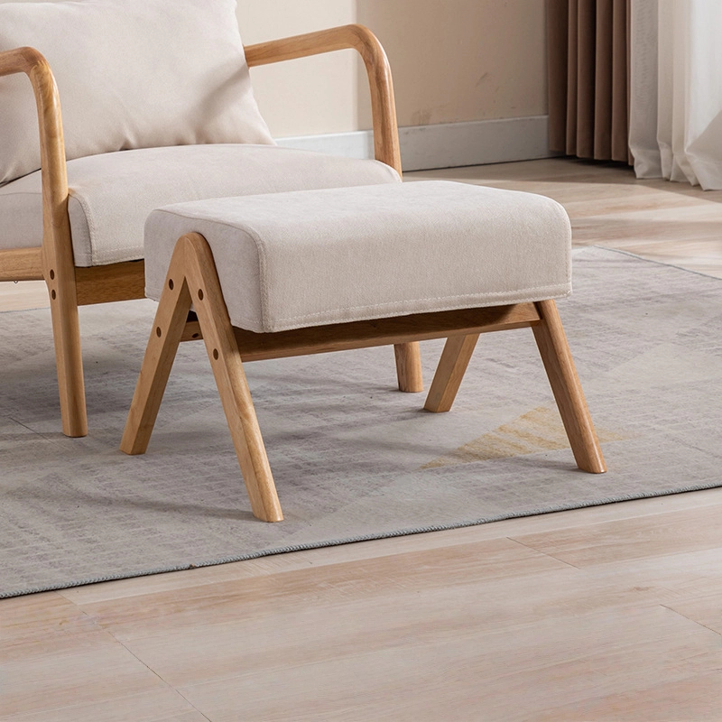Nordic small-sized hotel balcony internet celebrity living room household bedroom lazy leisure single solid wood small sofa footrest