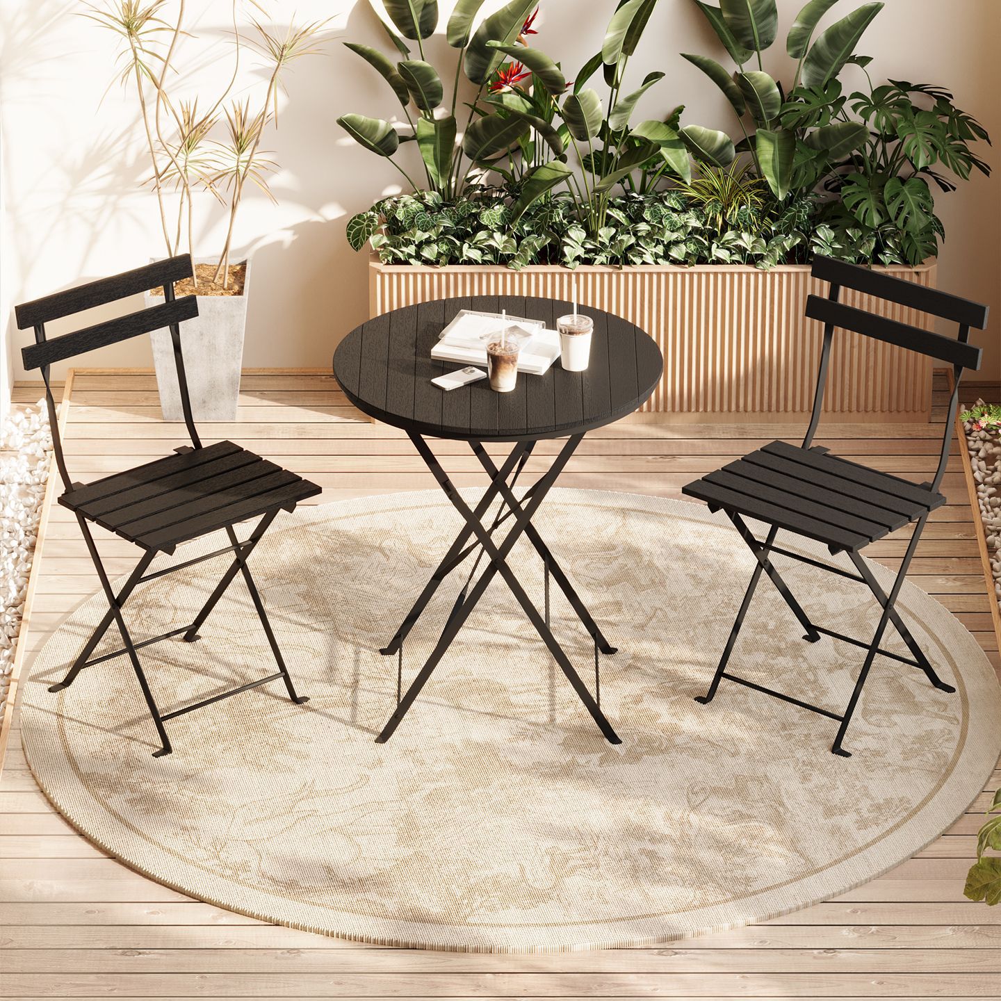 Outdoor table and chair, coffee shop balcony table and chair, folding table and chair, leisure milk tea shop, dessert shop, restaurant, open-air table and chair